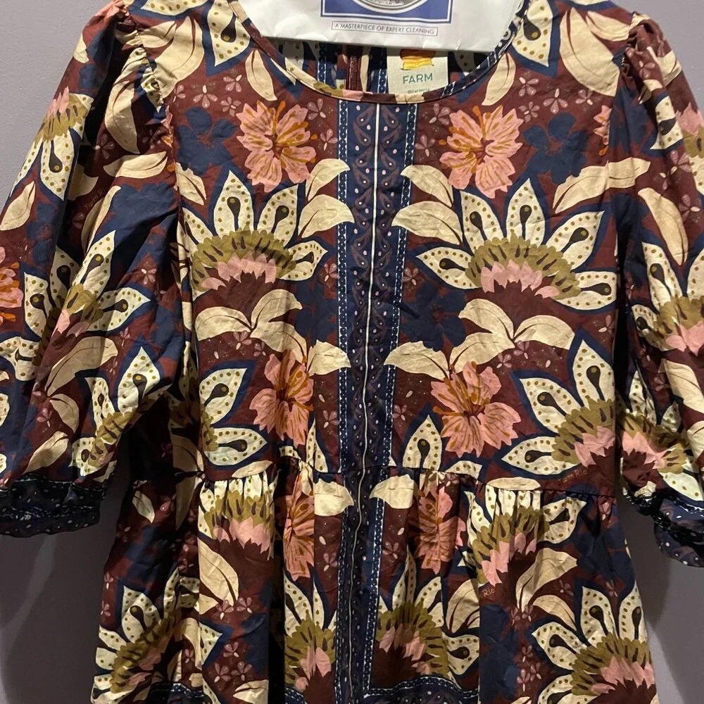 FARM Rio Floral Mini Dress in Navy, Burgundy, Pink & Cream - Picture 2 of 4